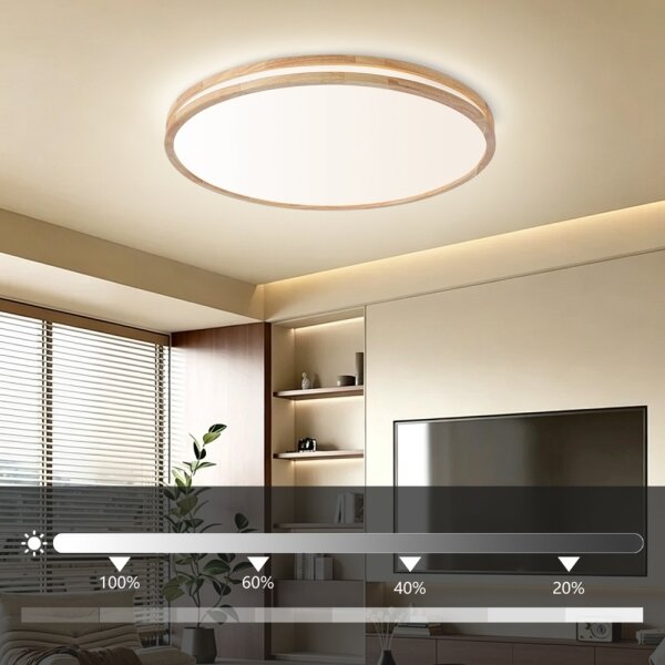 Brilagi - Lampă LED dimabilă MOLINA LED/100W/230V 3000-6000K stejar diam. 80 cm + telecomandă