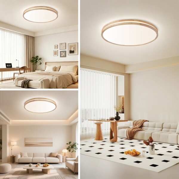 Brilagi - Lampă LED dimabilă MOLINA LED/100W/230V 3000-6000K stejar diam. 80 cm + telecomandă