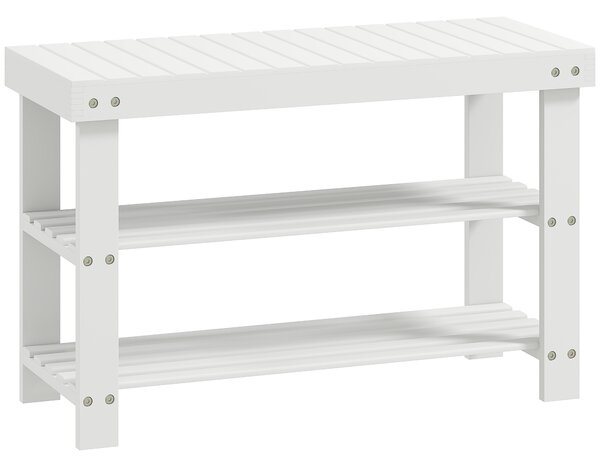HOMCOM Pantofar tip Băncuță pentru Hol cu 3 Niveluri, 70x28x45 cm, Lemn natural | Aosom Romania