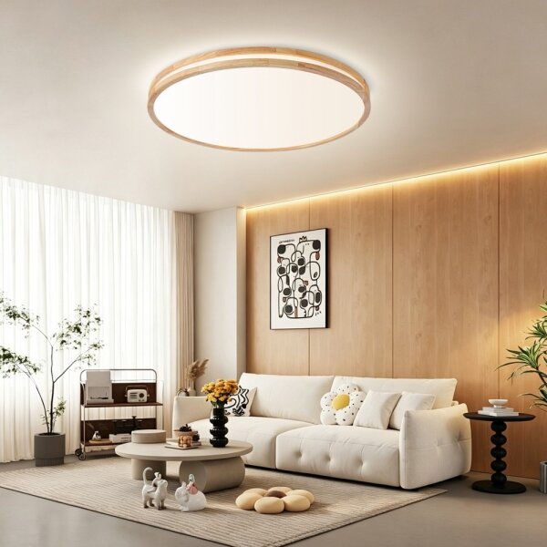 Brilagi - Lampă LED dimabilă MOLINA LED/100W/230V 3000-6000K stejar diam. 80 cm + telecomandă