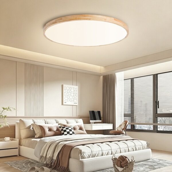 Brilagi - Lampă LED dimabilă WOODLINE, 128W, 230V, 3000-6000K, stejar, diametru 100 cm + telecomandă