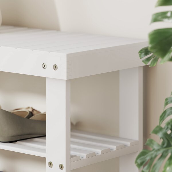 HOMCOM Pantofar tip Băncuță pentru Hol cu 3 Niveluri, 70x28x45 cm, Lemn natural | Aosom Romania