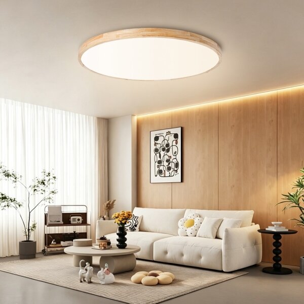 Brilagi - Lampă LED dimabilă WOODLINE, 128W, 230V, 3000-6000K, stejar, diametru 100 cm + telecomandă
