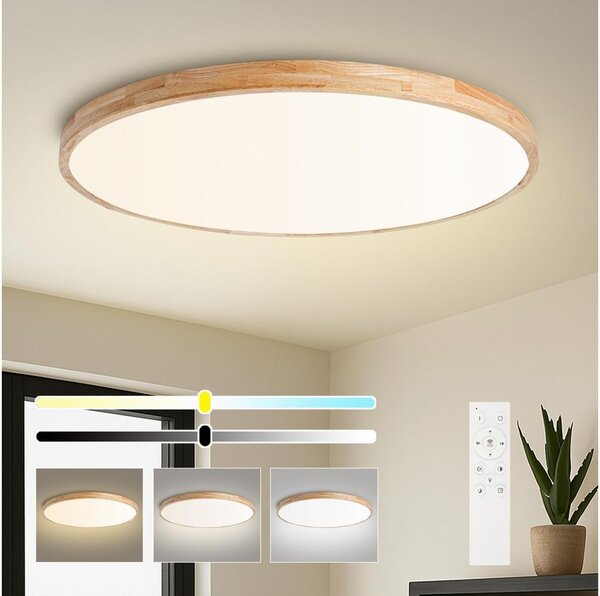 Brilagi - Lampă LED dimabilă WOODLINE, 128W, 230V, 3000-6000K, stejar, diametru 100 cm + telecomandă