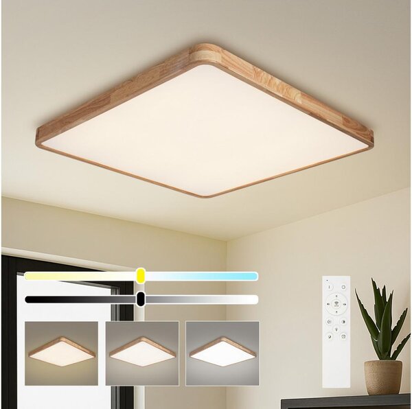 Brilagi - Corp de iluminat LED dimabil WOODLINE SQUARE LED/100W/230V stejar 80x80 cm + telecomandă
