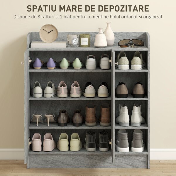 Homcom Dulap Pantofi 83×30×90 cm – Lemn, 12 Perechi, Culoare Cafenie | Aosom Romania