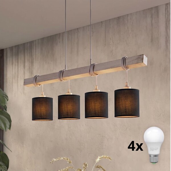 Brilagi - Lustră LED suspendată pe cablu NUBILA 4xE27/60W/230V gri/negru
