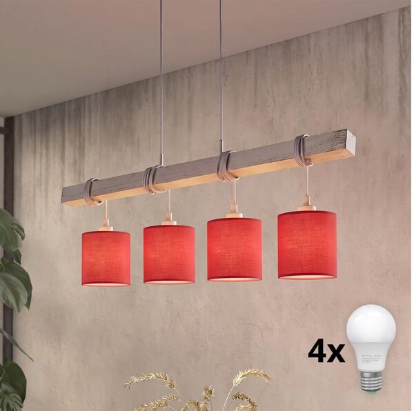 Brilagi - lustra LED suspendată pe cablu NUBILA 4xE27/60W/230V gri/roșu