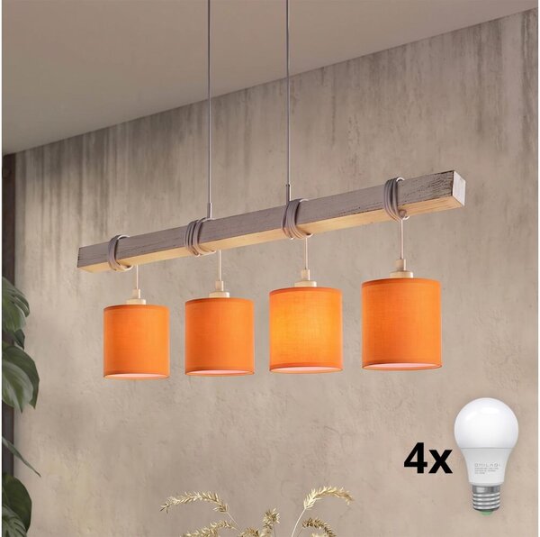 Brilagi - Lustra LED pe cablu NUBILA 4xE27/60W/230V gri/portocaliu