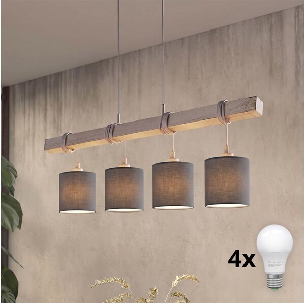 Brilagi - Lustru LED suspendat pe cablu NUBILA 4xE27/60W/230V gri/antracit