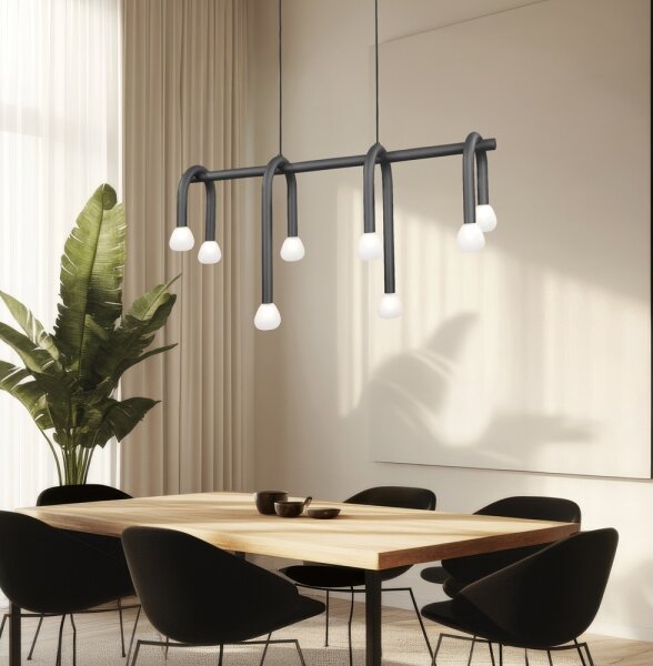 Candelabru suspendat pe cablu DELORI, 8xG9/28W/230V, negru