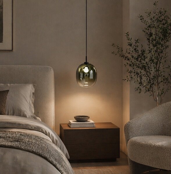 Pendul pe cablu MIRROR 1xE27/14W/230V verde fumuriu