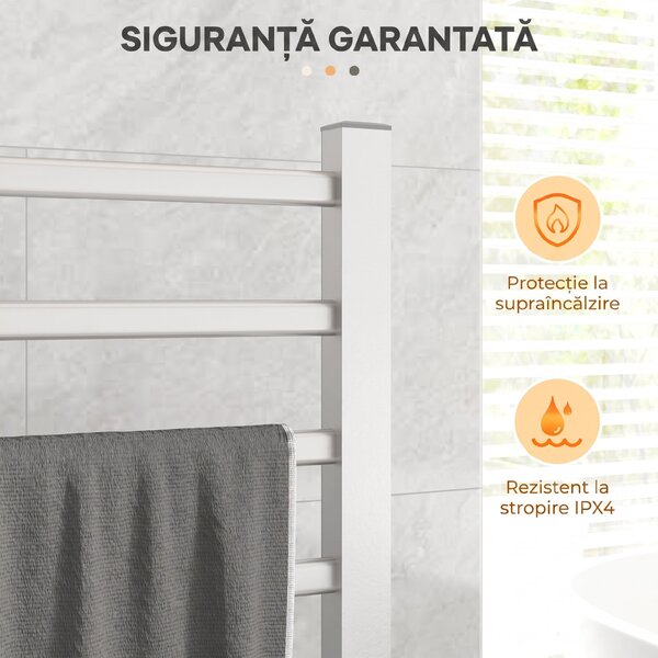 HOMCOM Uscător Electric de Prosoape pentru Perete sau Podea cu Timer și 8 Bare 53x35x90 cm Negru | Aosom Romania