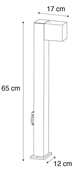 Lampă de exterior neagră cu țăruș de sol și presetupe 65cm inclusiv soclu IP44 - Baleno