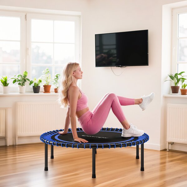 SPORTNOW Trambulină Elastică Fitness cu 36 de Corzi din Oțel și PP, Ø114x31 cm, Albastru | Aosom Romania
