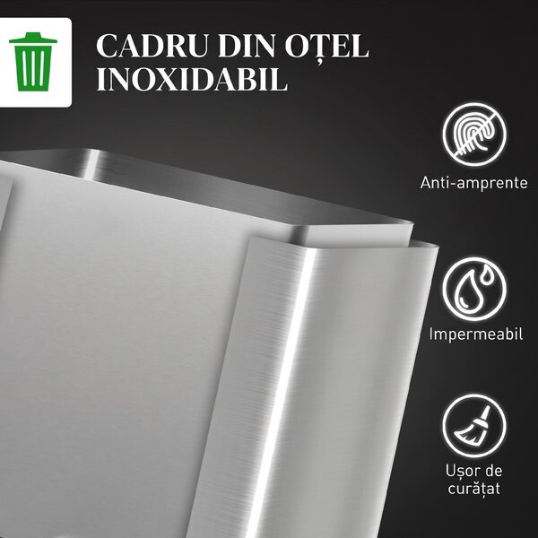 HOMCOM Coș de Gunoi cu 2 Secțiuni de 15L cu Pedală și Capac cu Închidere Lină, 40x34,8x47,5 cm, Argintiu | Aosom Romania