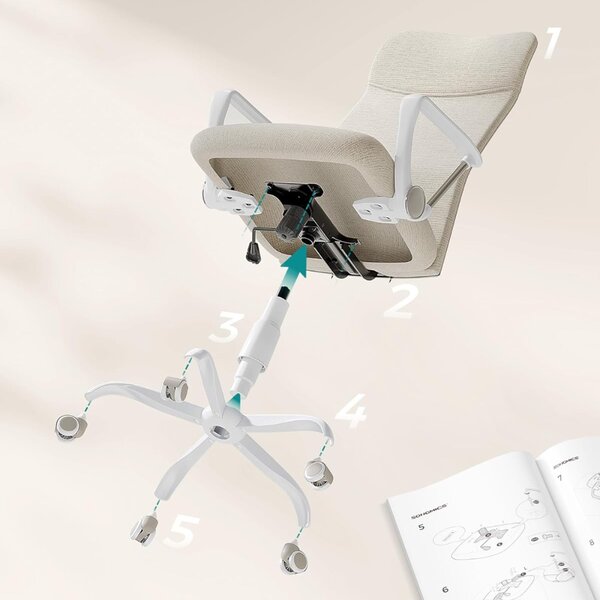 Scaun de birou DINA, max. 120 kg, bej/alb SongmicsHome