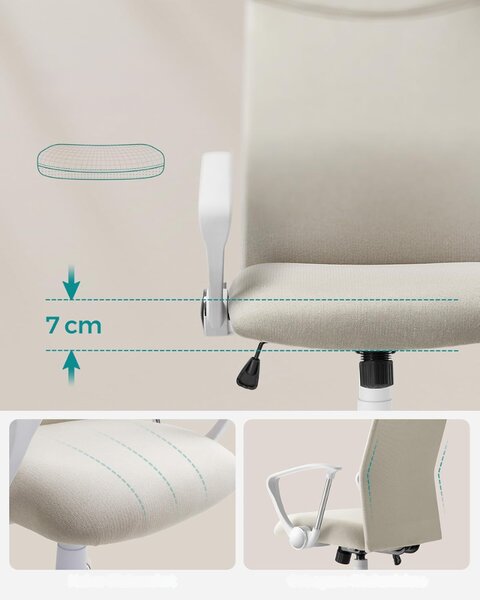 Scaun de birou DINA, max. 120 kg, bej/alb SongmicsHome