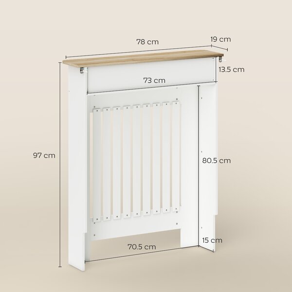 HOMCOM Acoperire pentru Calorifer cu Sertar, Anti-răsturnare, în Lemn, 78x19x97 cm, Alb | Aosom Romania