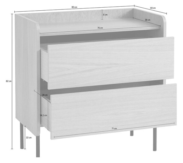Comodă neagră înaltă cu aspect de lemn de stejar 80x82 cm Wrap – Bonami Selection