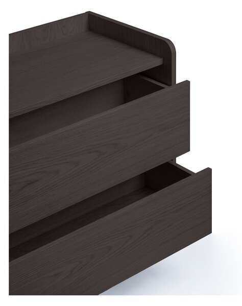 Comodă neagră înaltă cu aspect de lemn de stejar 80x82 cm Wrap – Bonami Selection