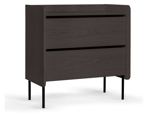 Comodă neagră înaltă cu aspect de lemn de stejar 80x82 cm Wrap – Bonami Selection