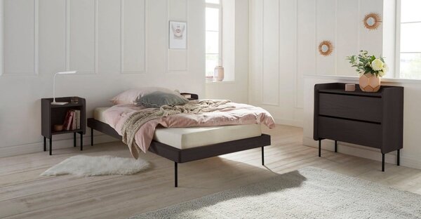 Comodă neagră înaltă cu aspect de lemn de stejar 80x82 cm Wrap – Bonami Selection