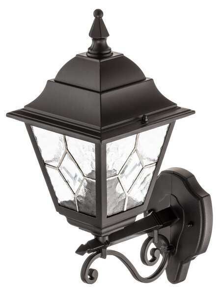 Elstead Lampă de exterior Norfolk NR1, negru/transparent, IP43, reglabil, Negru, Sticlă, Antichitate, Felinar