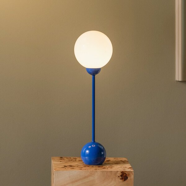 Globen Lighting Lampa de masă Ripley, albastră, înălțime 52 cm, fier/sticlă, Albastru, Camera de zi / sufragerie, Metal, Design