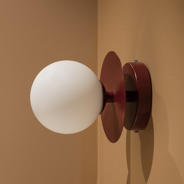 Globen Lighting Aplică de perete ART DECO burgund/alb Ø16cm IP44, reglabil, Roșu, Camera de zi / sufragerie, Sticlă, Scandinavă
