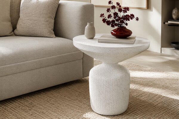 Măsuță de cafea rotundă Sintro 54 cm - terrazzo alb