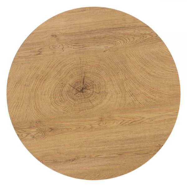 Masă de cafea rotundă Liviano 80 cm cu picioare metalice - stejar natural / negru
