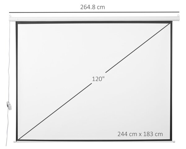 HOMCOM Ecran Proiecție Motorizat 120 Inch pentru Home Cinema, Sistem de Rulare Ușor, Calitate Superioară, Alb | Aosom Romania