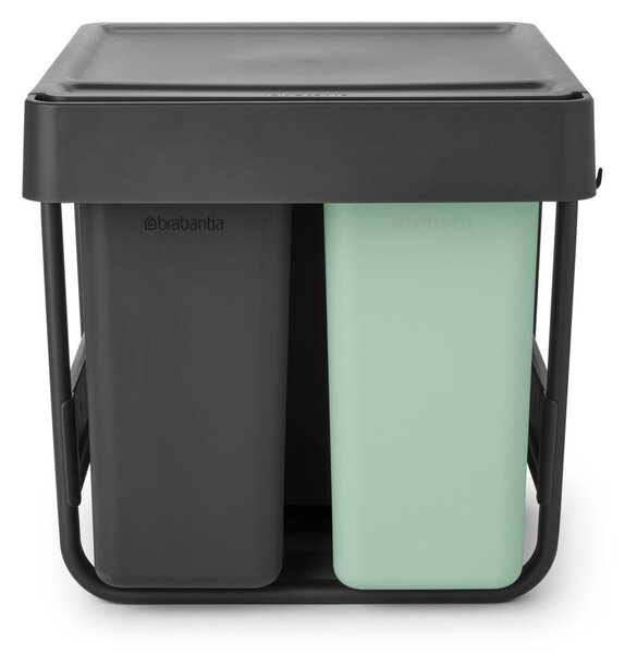 Coș de gunoi verde mentă/gri închis de reciclat/ încorporat din plastic 40 l Sort&Go – Brabantia