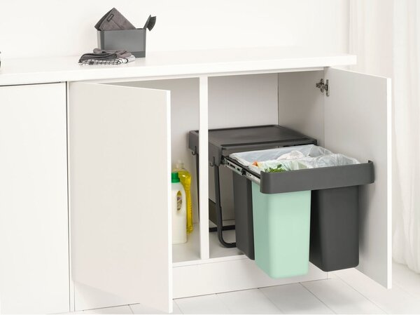 Coș de gunoi verde mentă/gri închis de reciclat/ încorporat din plastic 40 l Sort&Go – Brabantia
