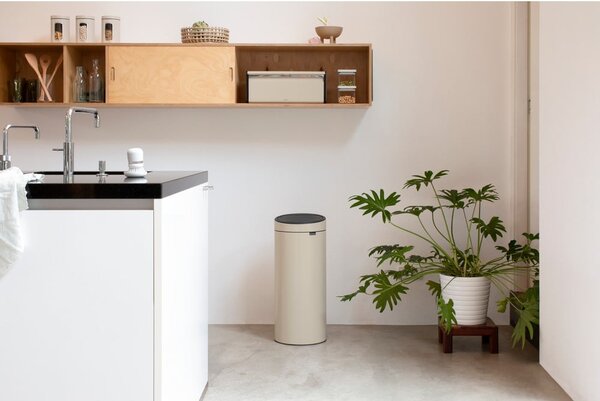 Coș de gunoi bej cu senzori de atingere din oțel 30 l Touch Bin – Brabantia