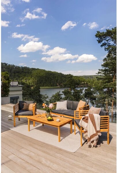 Covor alb/bej de exterior 200x80 cm - NORTHRUGS
