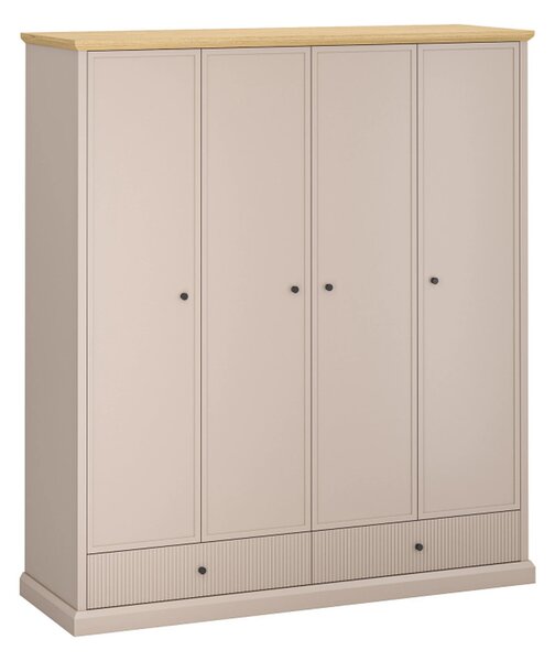 Dulap haine cu rafturi si sertare IDELLO, taupe/stejar, PAL, 180x62x20