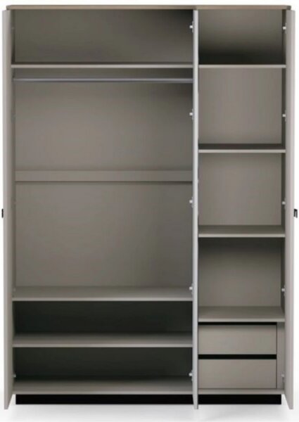 Dulap modern dormitor DOMINICA, grej/stejar, PAL laminat, 153x60x218 c