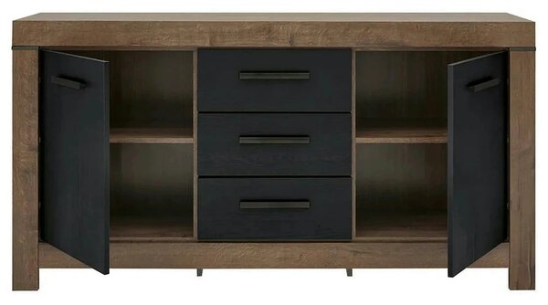 Comoda BALIN, negru/stejar, PAL, 160x45x85 cm