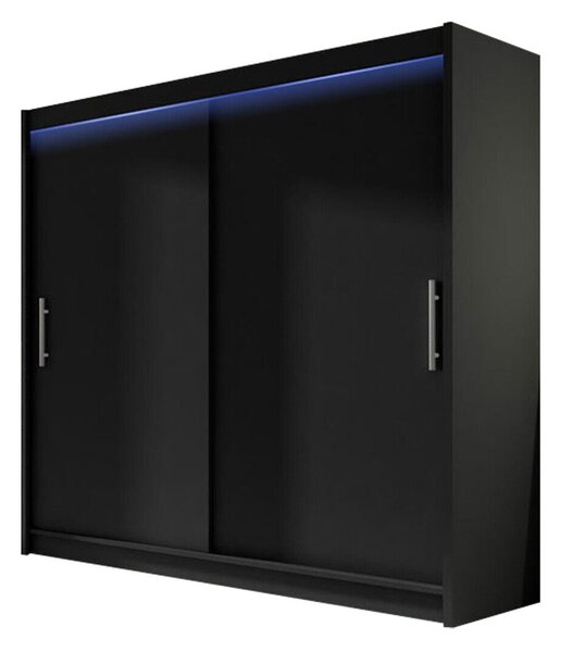 Dulap Closico Pallor I, Negru, 215x180x58cm, 138 kg, Uși dulap: Glisante, Numărul de rafturi: 5, Numărul de rafturi: 5