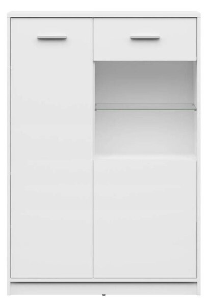 Vitrina NEPO PLUS, alb, PAL laminat/sticla, 90x34x132 cm
