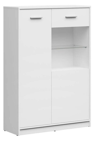Vitrina NEPO PLUS, alb, PAL laminat/sticla, 90x34x132 cm