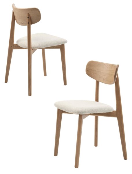 Scaun de dining Elim din lemn, crem