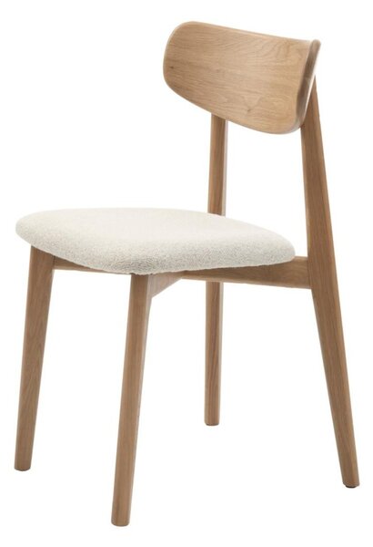 Scaun de dining Elim din lemn, crem