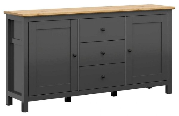 Comoda HESEN, gri grafit/stejar artisan, PAL, 186x44x96 cm
