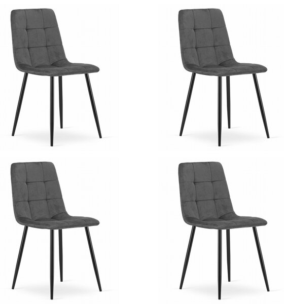 Set 4 Scaune Bucatarie/Dining Jacob Gri Inchis Catifea