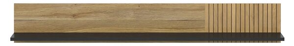 Polita LUEN, stejar/negru, PAL laminat, 155x24x23 cm