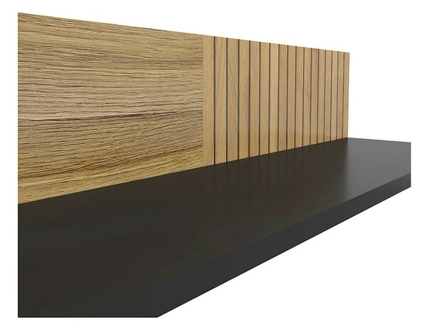 Polita LUEN, stejar/negru, PAL laminat, 155x24x23 cm