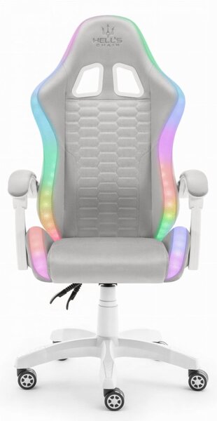Scaun de gaming HC-1000 Gray-White LED RGB tesatura